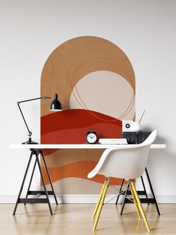 Kendinden Yapışkanlı Oval Kesim Minimalist Modern Manzara Duvar Kağıdı Stickeri