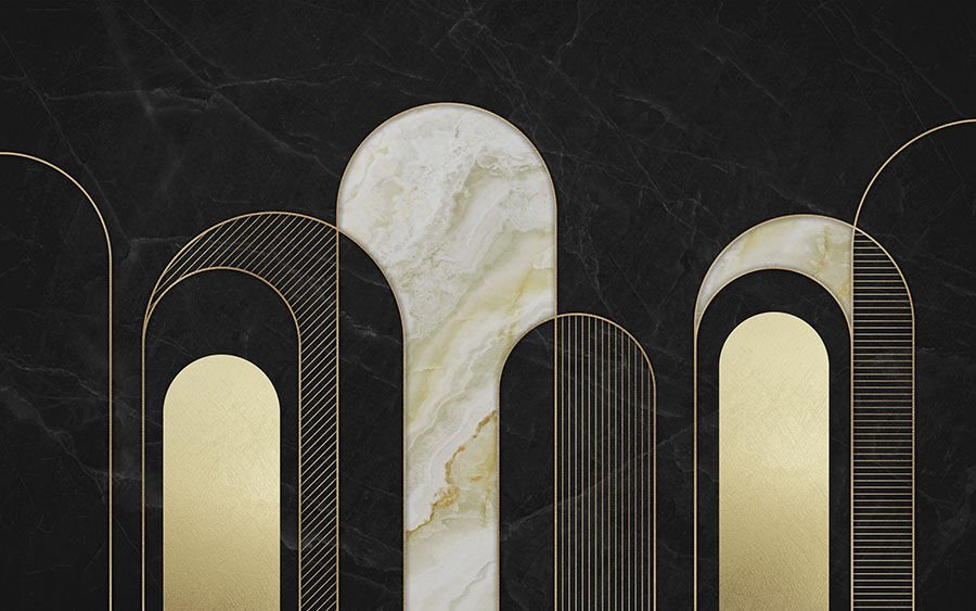 Siyah Mermer Duvar Kağıdı, Lüks Geometrik Duvar Kağıdı, Modern Ofis Duvar Dekoru