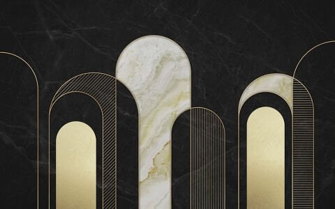 Siyah Mermer Duvar Kağıdı, Lüks Geometrik Duvar Kağıdı, Modern Ofis Duvar Dekoru