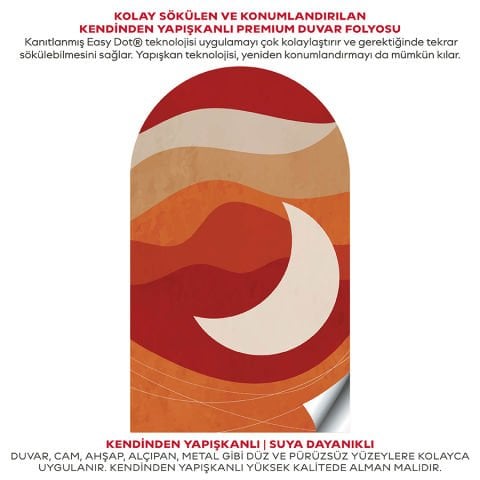 Kendinden Yapışkanlı Oval Kesim Minimalist Soyut Manzara Duvar Kağıdı Stickeri