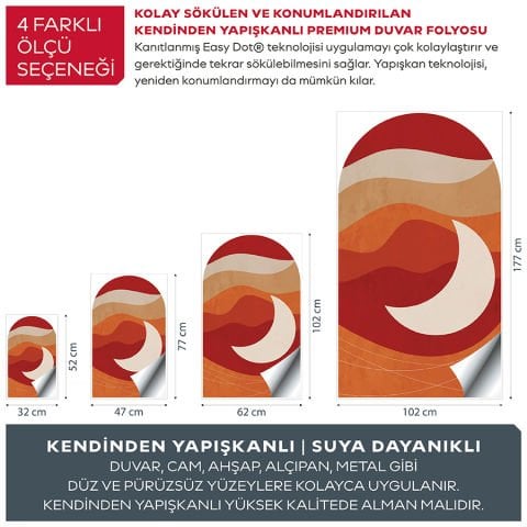 Kendinden Yapışkanlı Oval Kesim Minimalist Soyut Manzara Duvar Kağıdı Stickeri