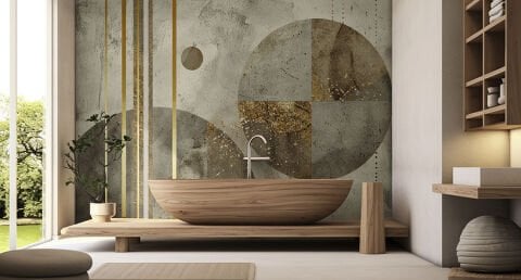 Modern Soyut Duvar Kağıdı, Banyo Duvar Kağıdı, Lüks Geometrik Sanat Dekorasyonu