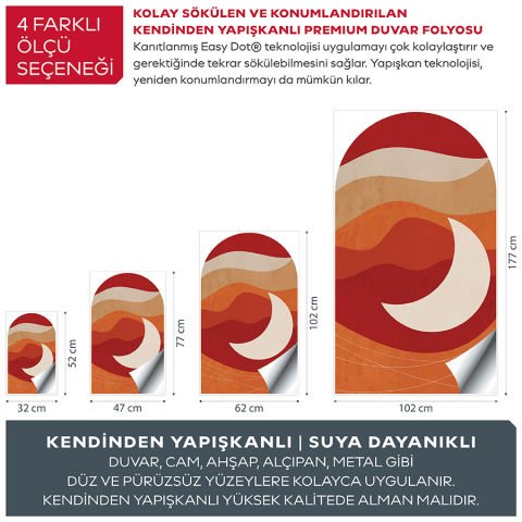 Kendinden Yapışkanlı Oval Kesim Minimalist Soyut Manzara Duvar Kağıdı Stickeri 45x75cm