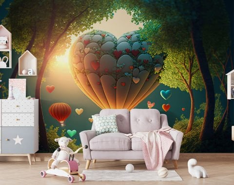 Kalpli Balonlar Çocuk Odası Duvar Kağıdı Tekstil (Vinil) 499,00₺/m2