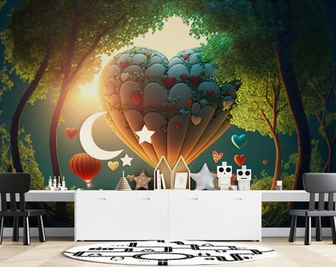 Kalpli Balonlar Çocuk Odası Duvar Kağıdı Tekstil (Vinil) 499,00₺/m2