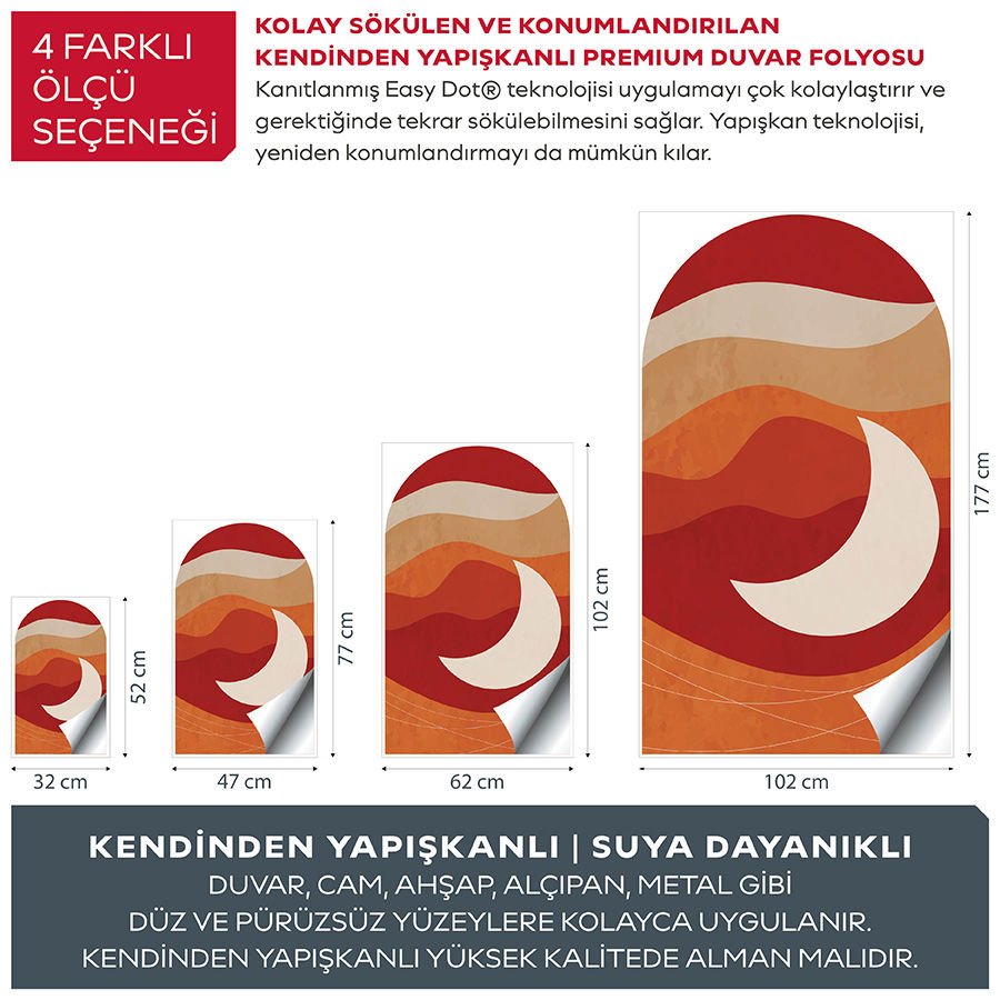 Kendinden Yapışkanlı Oval Kesim Minimalist Soyut Manzara Duvar Kağıdı Stickeri 100x175cm