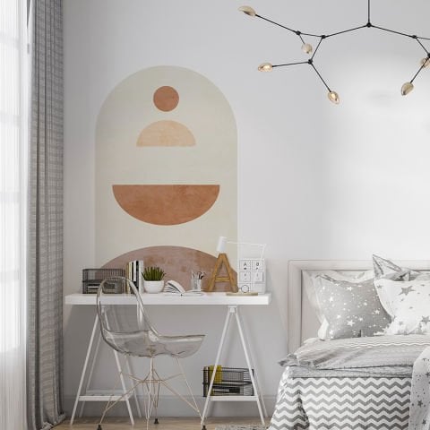 Kendinden Yapışkanlı Oval Kesim İskandinav Tarzı Duvar Kağıdı Stickeri