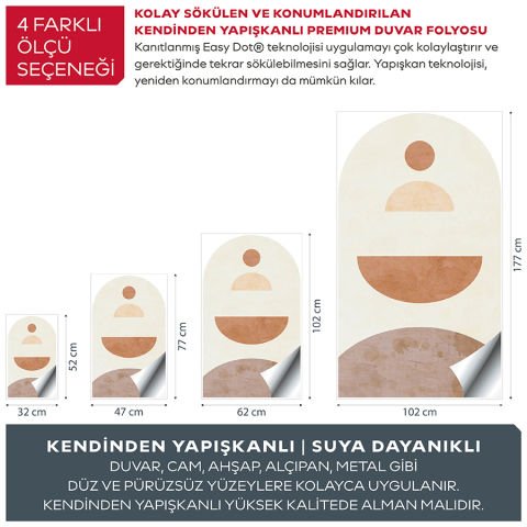 Kendinden Yapışkanlı Oval Kesim İskandinav Tarzı Duvar Kağıdı Stickeri 60x100cm