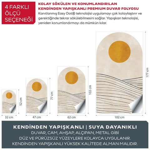 Kendinden Yapışkanlı Oval Kesim İskandinav Nötr Tarzı Duvar Kağıdı Stickeri