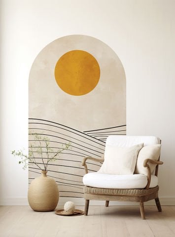 Kendinden Yapışkanlı Oval Kesim İskandinav Nötr Tarzı Duvar Kağıdı Stickeri