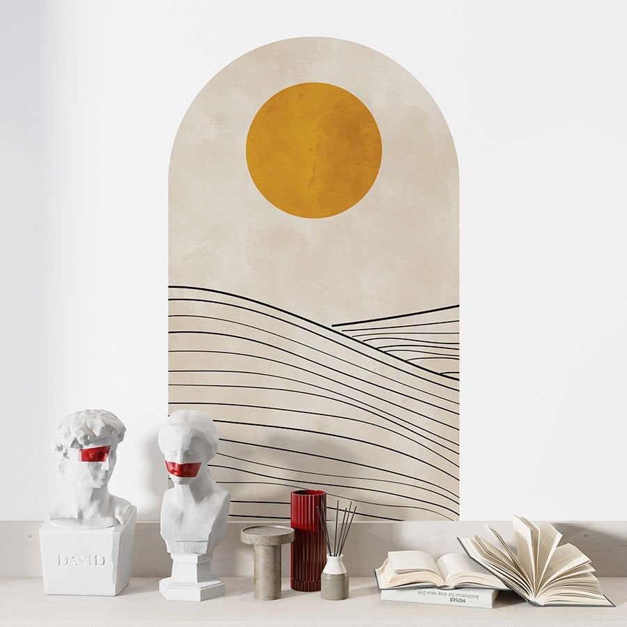 Kendinden Yapışkanlı Oval Kesim İskandinav Nötr Tarzı Duvar Kağıdı Stickeri