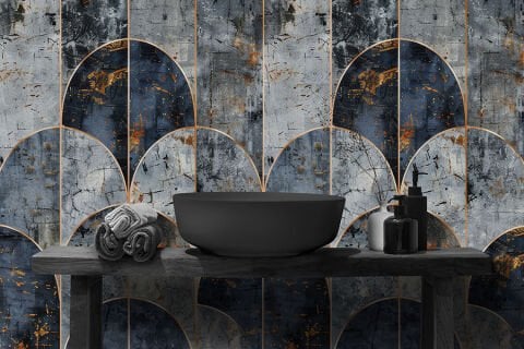 Endüstriyel Art Deco Duvar Kağıdı, Grunge Geometrik Duvar Resmi