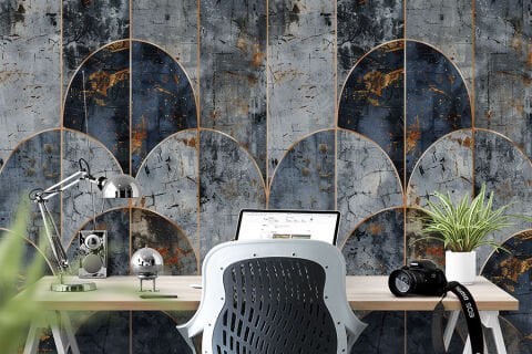 Endüstriyel Art Deco Duvar Kağıdı, Grunge Geometrik Duvar Resmi