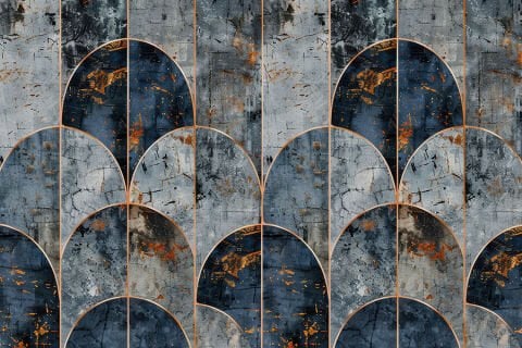 Endüstriyel Art Deco Duvar Kağıdı, Grunge Geometrik Duvar Resmi