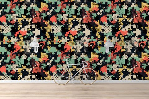 Soyut Puzzle Desenli Moda Duvar Kağıdı