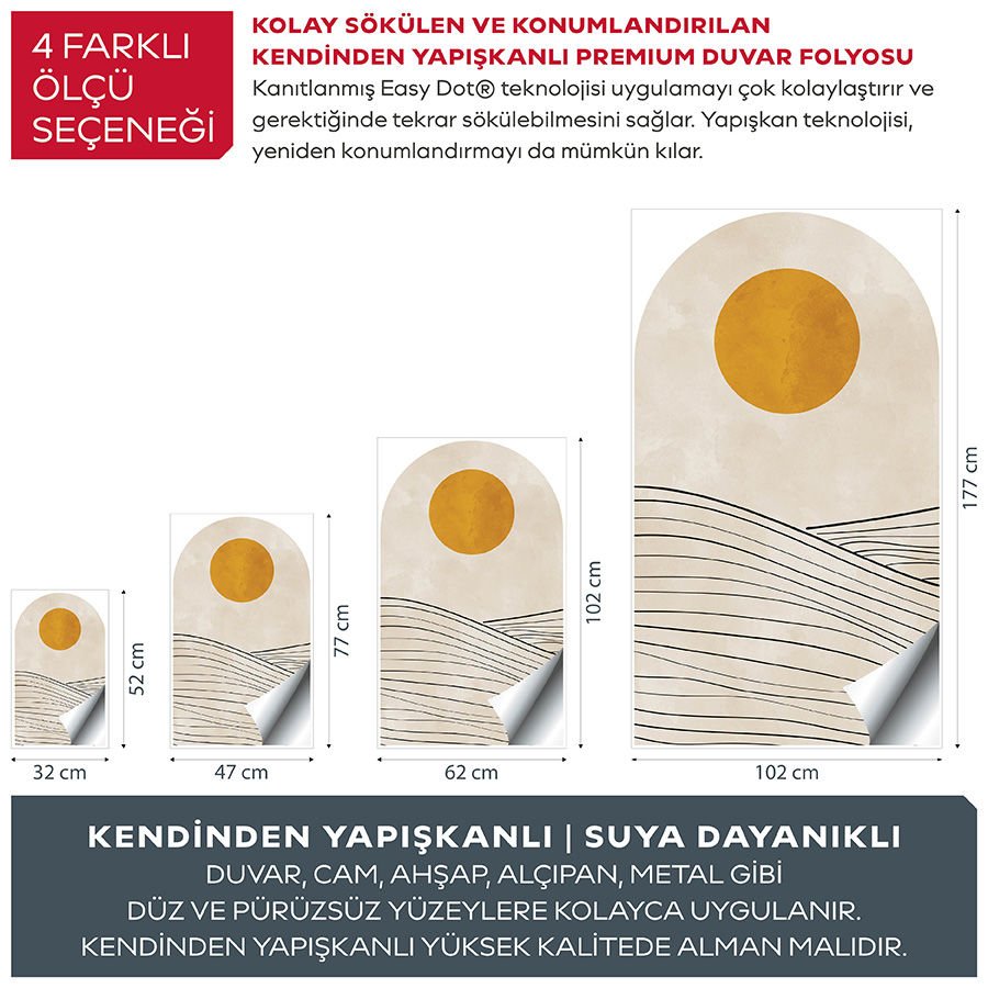 Kendinden Yapışkanlı Oval Kesim İskandinav Nötr Tarzı Duvar Kağıdı Stickeri 100x175cm