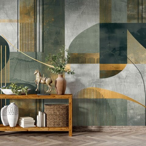 Soyut Geometrik Duvar Kağıdı, Modern Yatak Odası Duvar Resmi