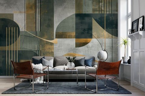 Soyut Geometrik Duvar Kağıdı, Modern Yatak Odası Duvar Resmi