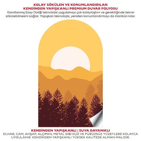 Kendinden Yapışkanlı Oval Kesim Minimalist Orman Duvar Kağıdı Stickeri