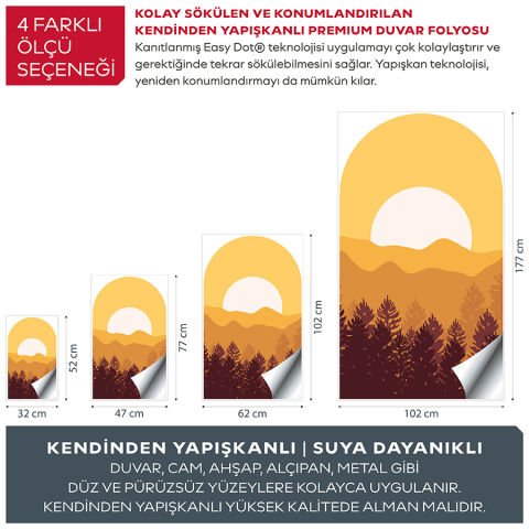 Kendinden Yapışkanlı Oval Kesim Minimalist Orman Duvar Kağıdı Stickeri