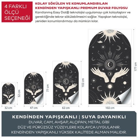 Kendinden Yapışkanlı Oval Kesim Ezoterik Sanat Duvar Kağıdı Stickeri