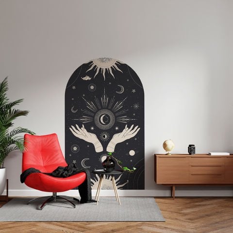 Kendinden Yapışkanlı Oval Kesim Ezoterik Sanat Duvar Kağıdı Stickeri