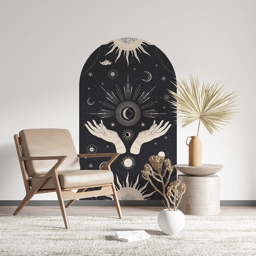 Kendinden Yapışkanlı Oval Kesim Ezoterik Sanat Duvar Kağıdı Stickeri