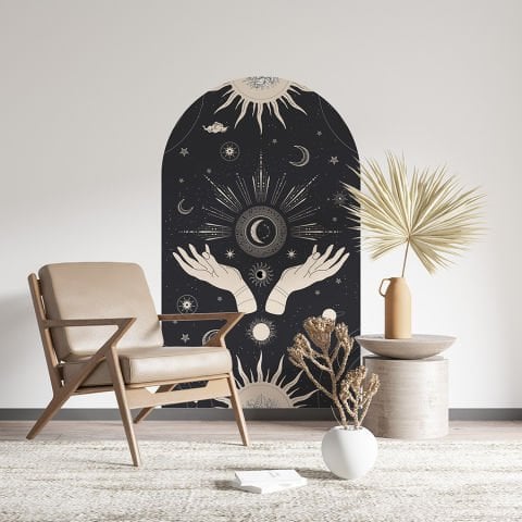 Kendinden Yapışkanlı Oval Kesim Ezoterik Sanat Duvar Kağıdı Stickeri