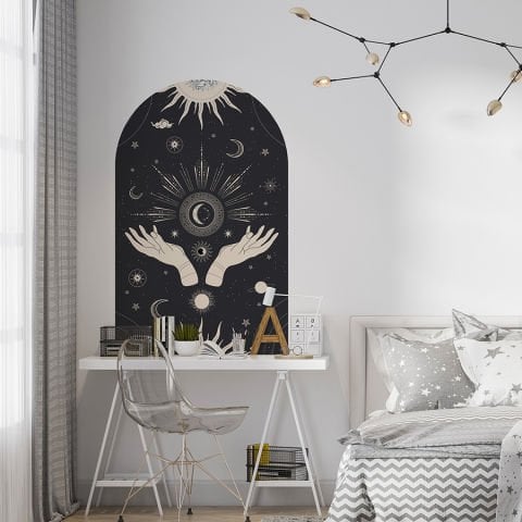 Kendinden Yapışkanlı Oval Kesim Ezoterik Sanat Duvar Kağıdı Stickeri