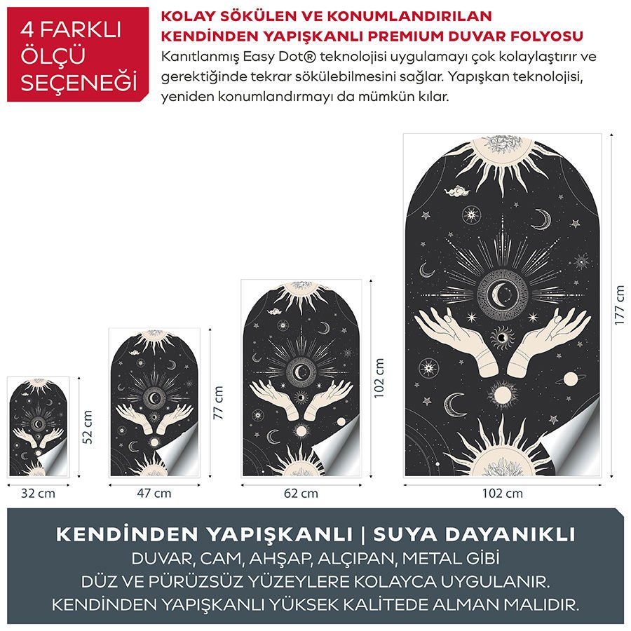 Kendinden Yapışkanlı Oval Kesim Ezoterik Sanat Duvar Kağıdı Stickeri 60x100cm