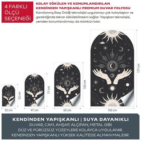 Kendinden Yapışkanlı Oval Kesim Ezoterik Sanat Duvar Kağıdı Stickeri 60x100cm