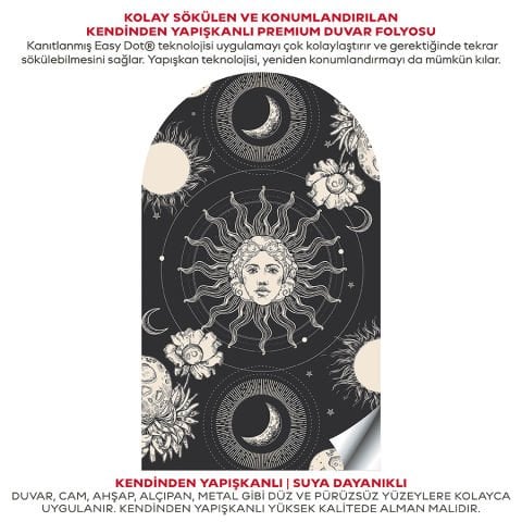 Kendinden Yapışkanlı Oval Kesim Mistik Tarot Astroloji Duvar Kağıdı Stickeri
