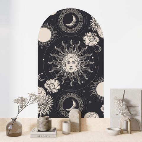 Kendinden Yapışkanlı Oval Kesim Mistik Tarot Astroloji Duvar Kağıdı Stickeri