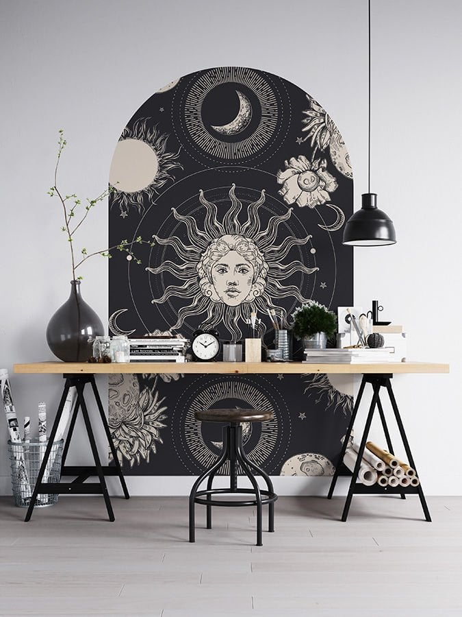 Kendinden Yapışkanlı Oval Kesim Mistik Tarot Astroloji Duvar Kağıdı Stickeri