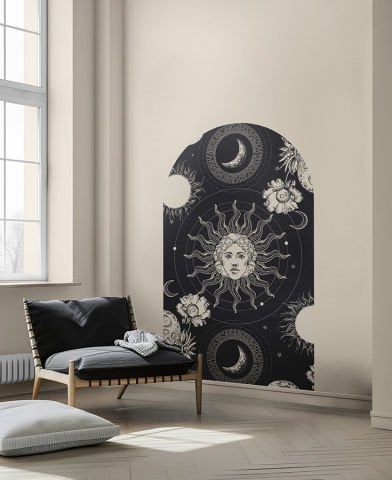 Kendinden Yapışkanlı Oval Kesim Mistik Tarot Astroloji Duvar Kağıdı Stickeri