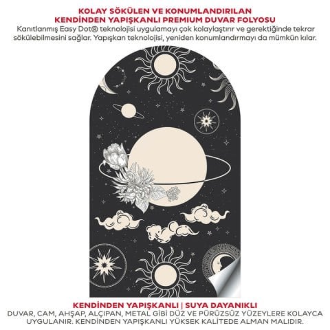 Kendinden Yapışkanlı Oval Kesim Gotik Kara Büyü Duvar Kağıdı Stickeri