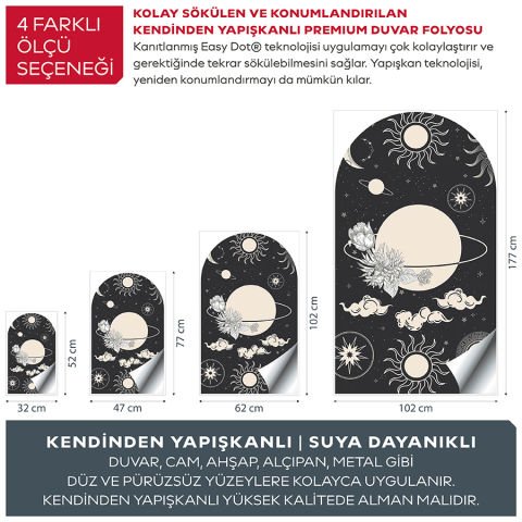 Kendinden Yapışkanlı Oval Kesim Gotik Kara Büyü Duvar Kağıdı Stickeri