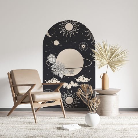 Kendinden Yapışkanlı Oval Kesim Gotik Kara Büyü Duvar Kağıdı Stickeri