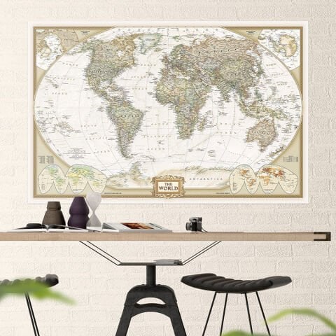 Dünya Haritası Ofis İçin Duvar Sticker 100x150 Cm.