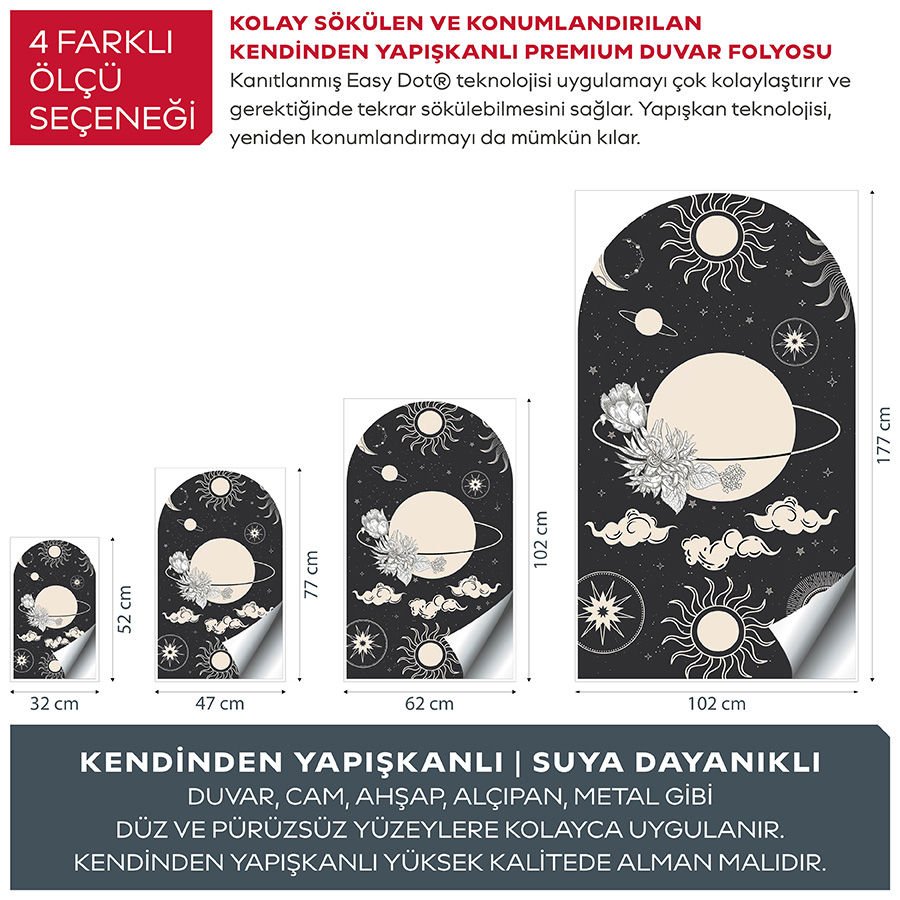 Kendinden Yapışkanlı Oval Kesim Gotik Kara Büyü Duvar Kağıdı Stickeri 100x175cm