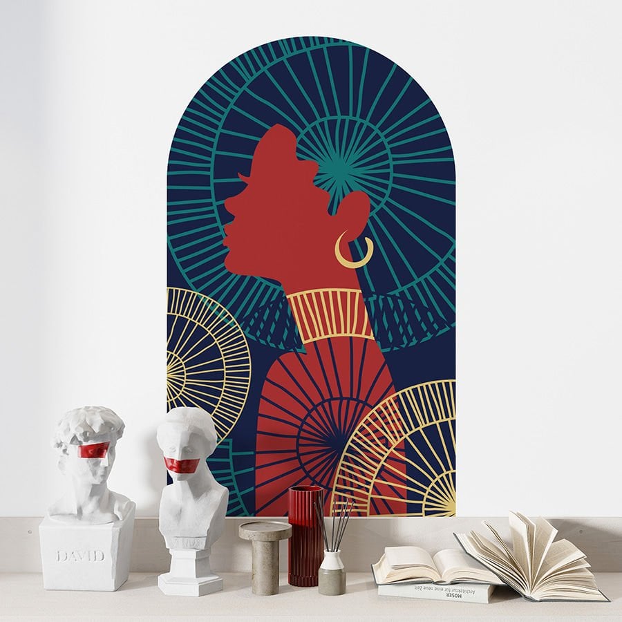 Kendinden Yapışkanlı Oval Kesim Afrika Motifli Boho Duvar Kağıdı Stickeri