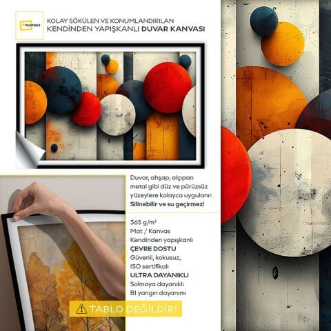 Soyut Kendinden Yapışkanlı 3D Poster Duvar Kanvası