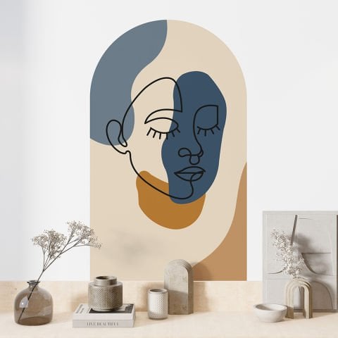 Kendinden Yapışkanlı Oval Kesim Matisse Soyut Yüz Duvar Kağıdı Stickeri