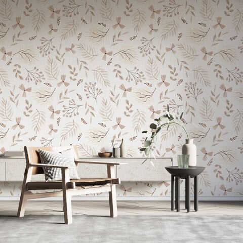 Pastel Renklerde Çiçek Desenli Duvar Kağıdı | En:157xBoy:105 cm.