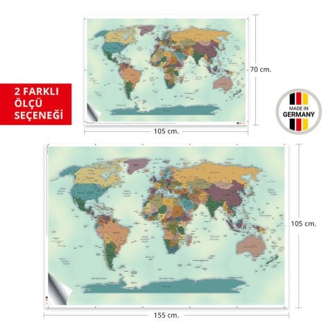 Güncel Siyasi Dünya Haritası Duvar Stickerı