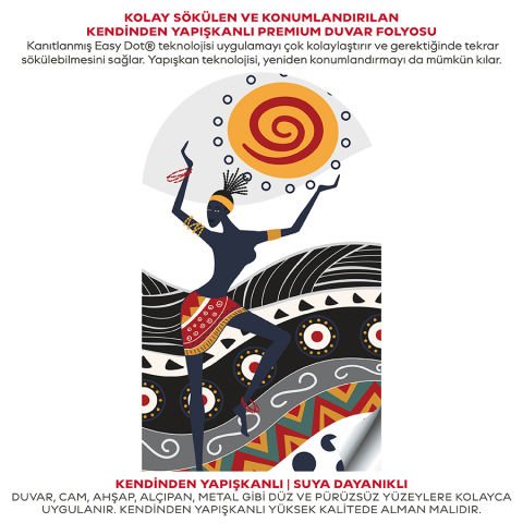 Kendinden Yapışkanlı Oval Kesim Etnik Afrika Sanatı Duvar Kağıdı Stickeri