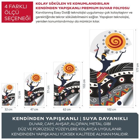 Kendinden Yapışkanlı Oval Kesim Etnik Afrika Sanatı Duvar Kağıdı Stickeri