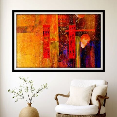 Soyut Kendinden Yapışkanlı 3D Poster Duvar Kanvası