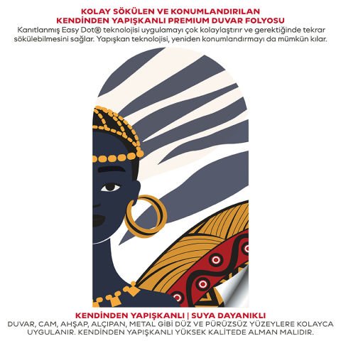 Kendinden Yapışkanlı Oval Kesim Soyut Kabile Desen Duvar Kağıdı Stickeri