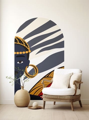 Kendinden Yapışkanlı Oval Kesim Soyut Kabile Desen Duvar Kağıdı Stickeri